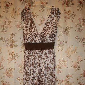 Brown and White Dress
